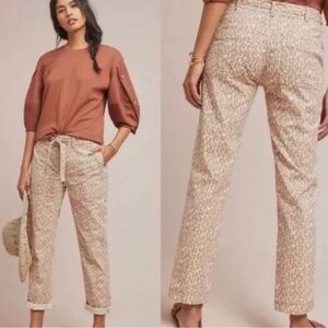 Anthropologie The Wanderer Leopard/Animal Print Utility Pants with Belt
